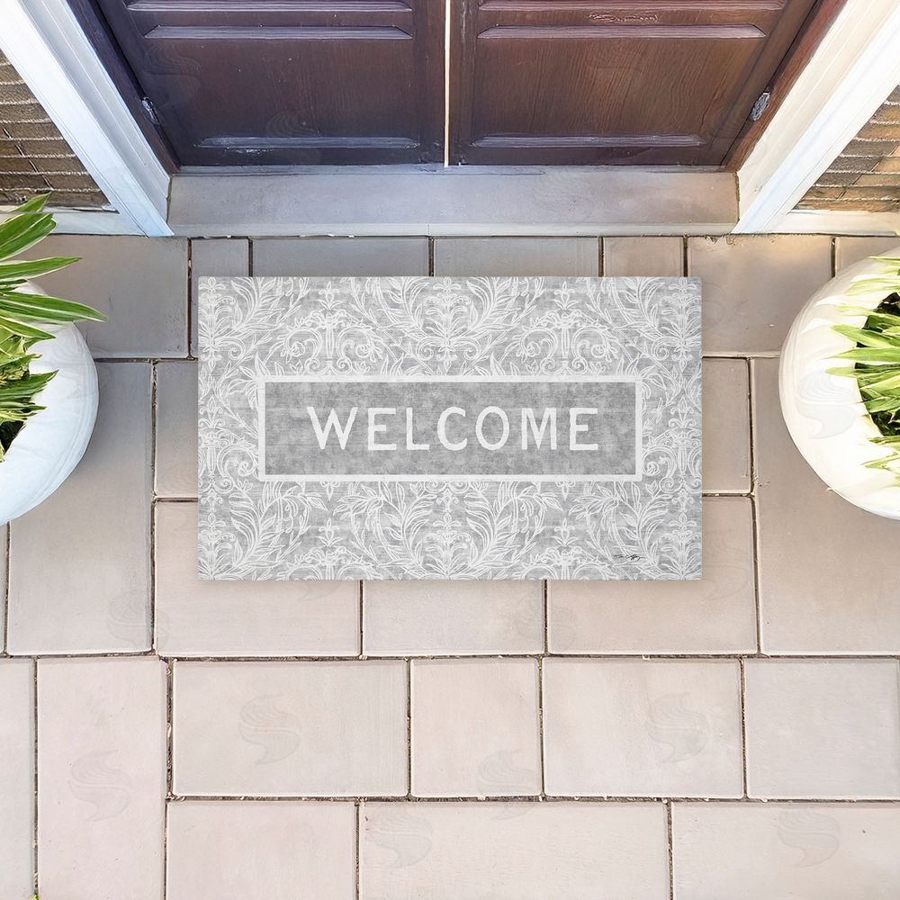 Tim Coffey Distressed Damask Welcome Unwoven Outdoor Door Mat