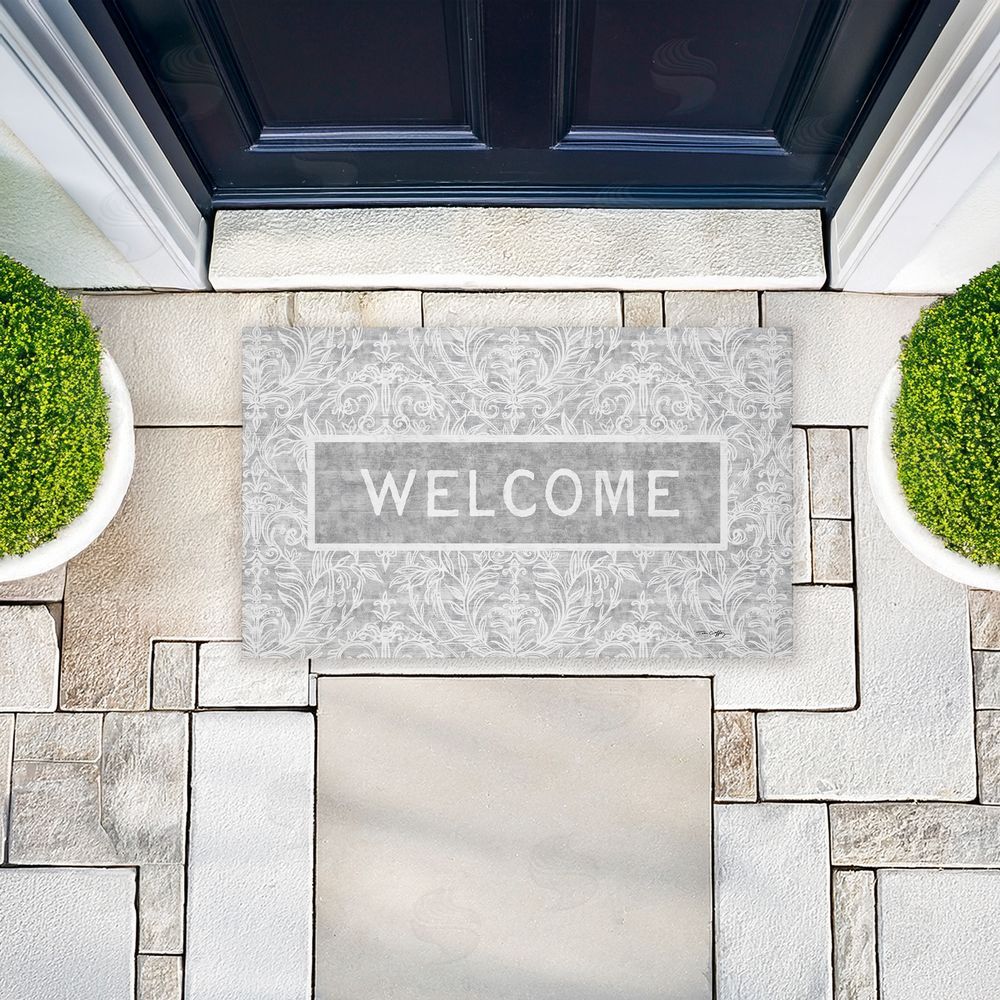Tim Coffey Distressed Damask Welcome Unwoven Outdoor Door Mat