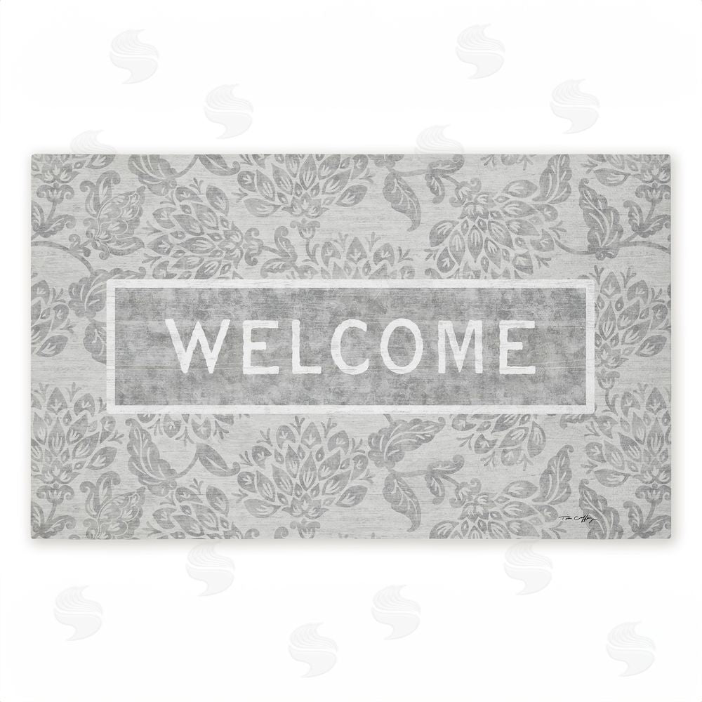 Tim Coffey Distressed Ornate Florals Welcome Unwoven Outdoor Door Mat