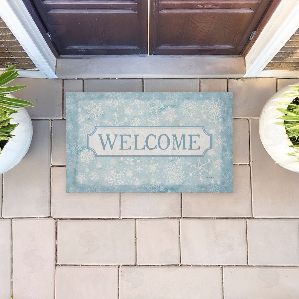 Tim Coffey Gentle Snowflakes Welcome Unwoven Outdoor Door Mat