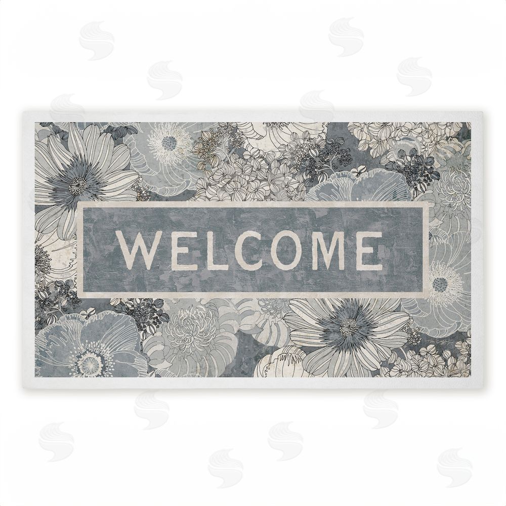 Tim Coffey Welcome on Detailed Blooms Unwoven Outdoor Door Mat
