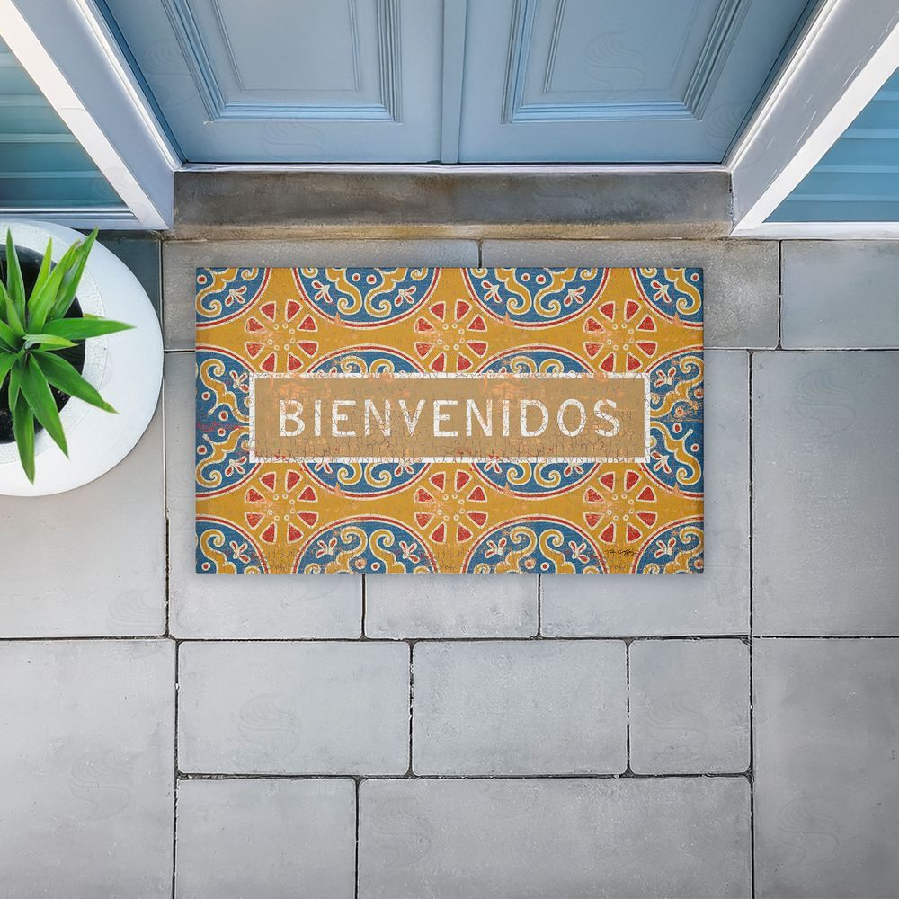 Tim Coffey Valencia Pattern Bienvenidos Unwoven Outdoor Door Mat