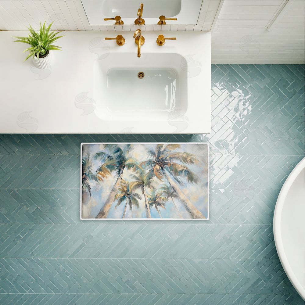 Ramona Murdock Swaying Palms Abstract Plush Bathroom Floor Mat