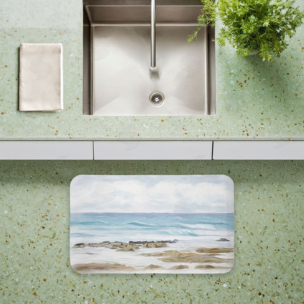 Ramona Murdock Wave Therapy Rocky Shore Kitchen Floor Mat