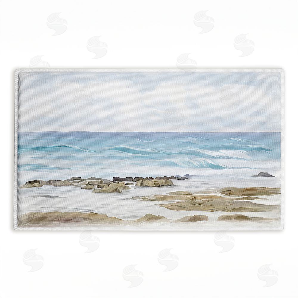 Ramona Murdock Wave Therapy Rocky Shore Plush Bathroom Floor Mat