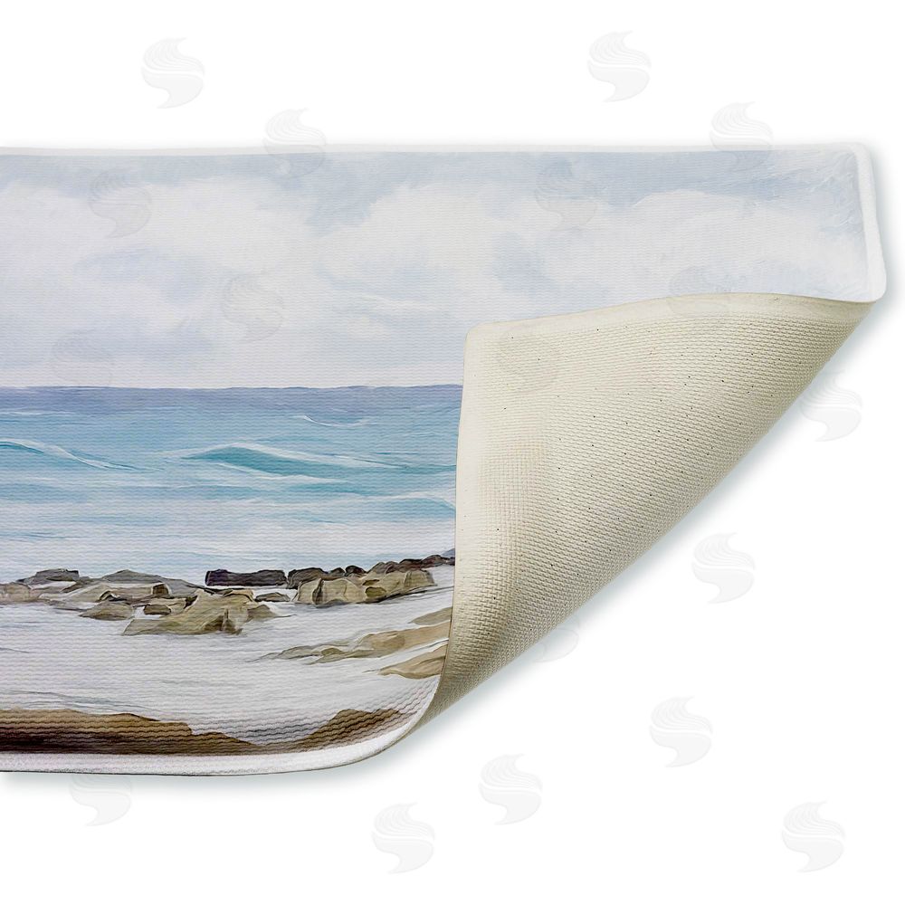 Ramona Murdock Wave Therapy Rocky Shore Plush Bathroom Floor Mat
