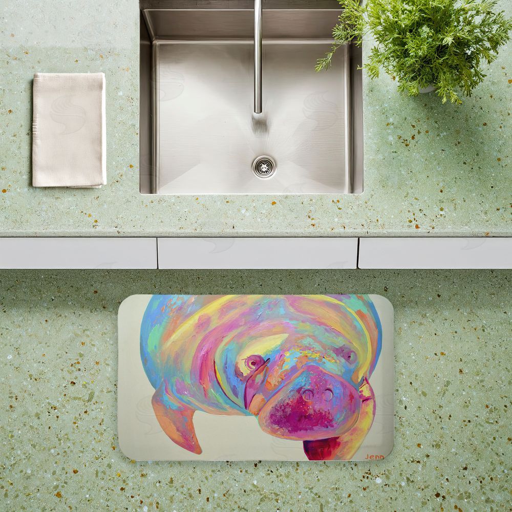 Jennifer Seeley Chromatic Hue Manatee Kitchen Floor Mat