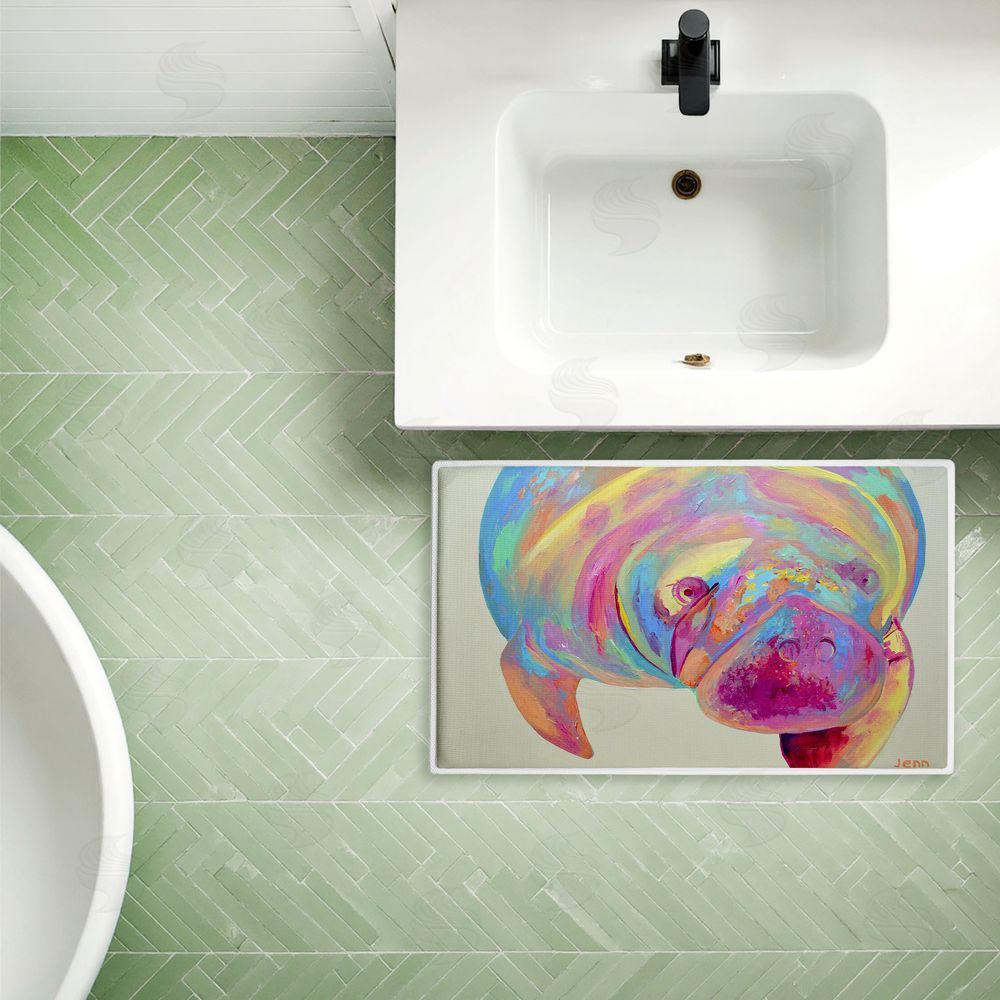Jennifer Seeley Chromatic Hue Manatee Plush Bathroom Floor Mat