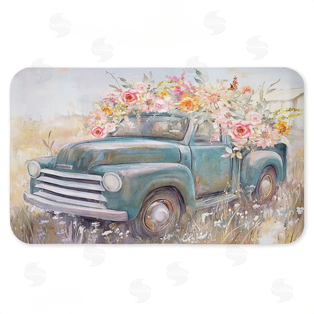 Nina Blue Country Cargo Roses Kitchen Floor Mat