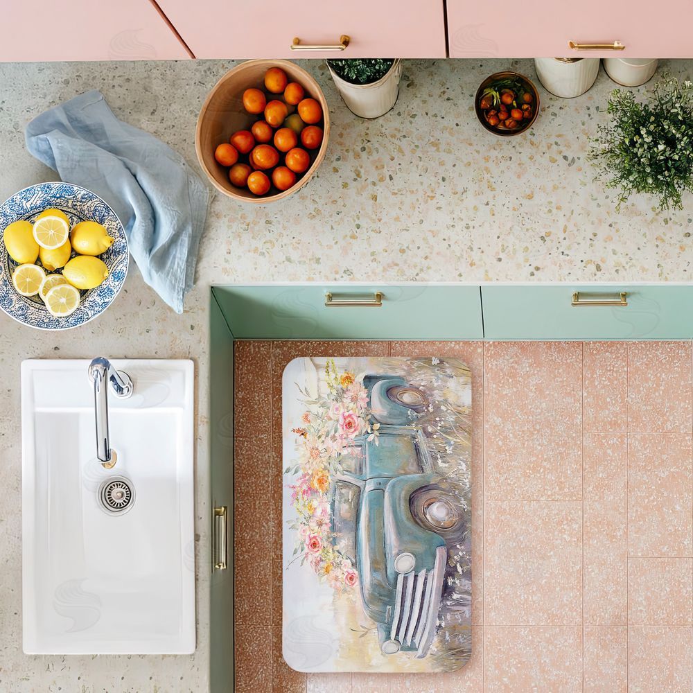 Nina Blue Country Cargo Roses Kitchen Floor Mat