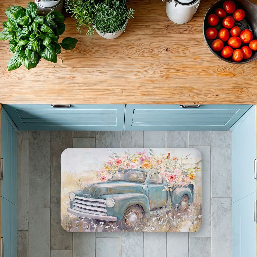 Nina Blue Country Cargo Roses Kitchen Floor Mat