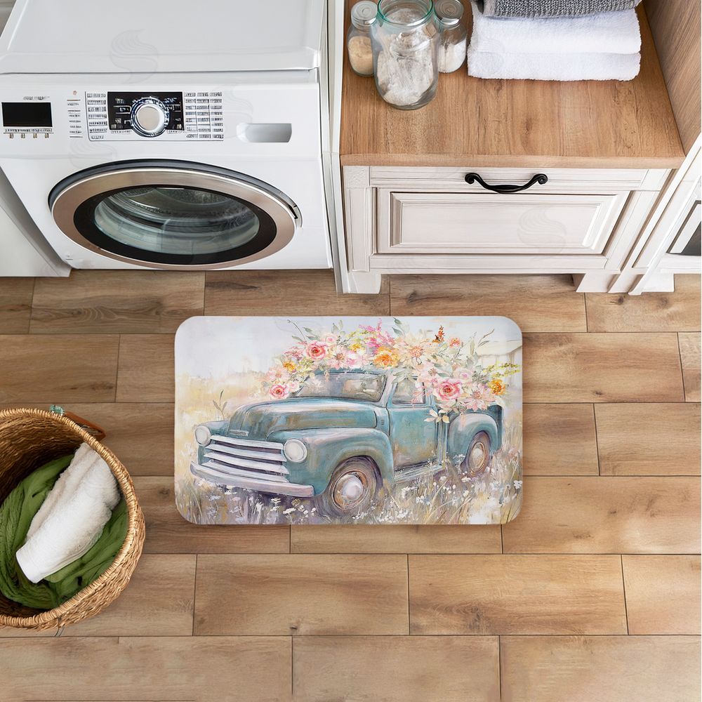 Nina Blue Country Cargo Roses Kitchen Floor Mat