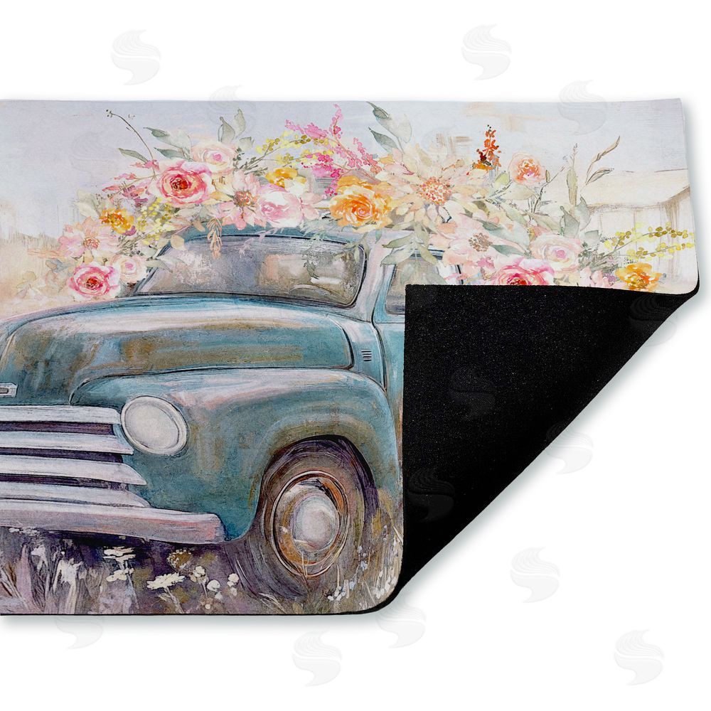 Nina Blue Country Cargo Roses Unwoven Outdoor Door Mat
