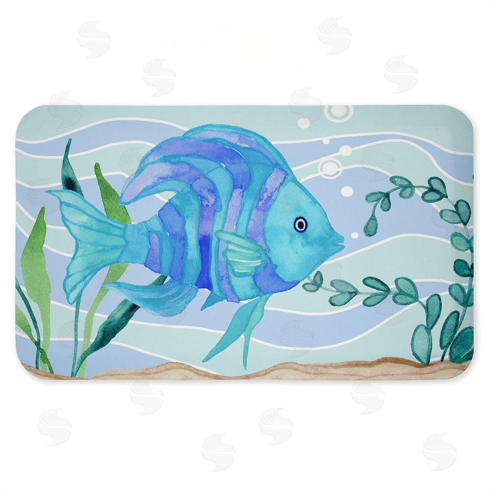 Audrey Jeanne Roberts Fun Blue Fish Underwater Kitchen Floor Mat
