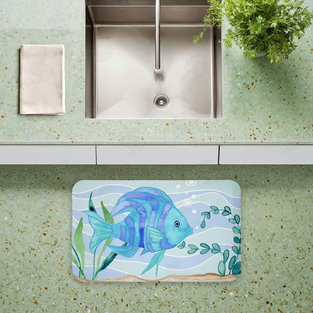 Audrey Jeanne Roberts Fun Blue Fish Underwater Kitchen Floor Mat