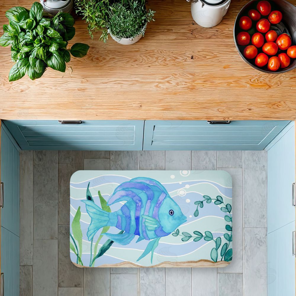 Audrey Jeanne Roberts Fun Blue Fish Underwater Kitchen Floor Mat