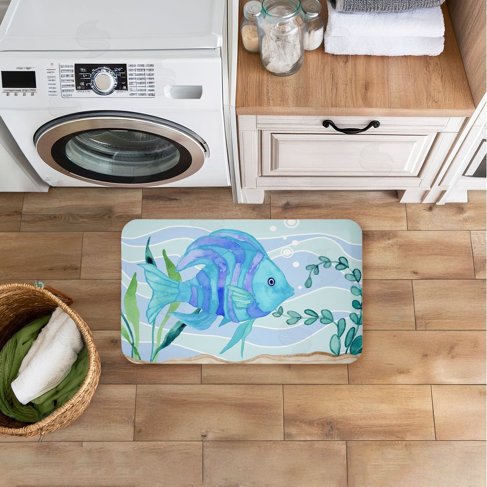 Audrey Jeanne Roberts Fun Blue Fish Underwater Kitchen Floor Mat