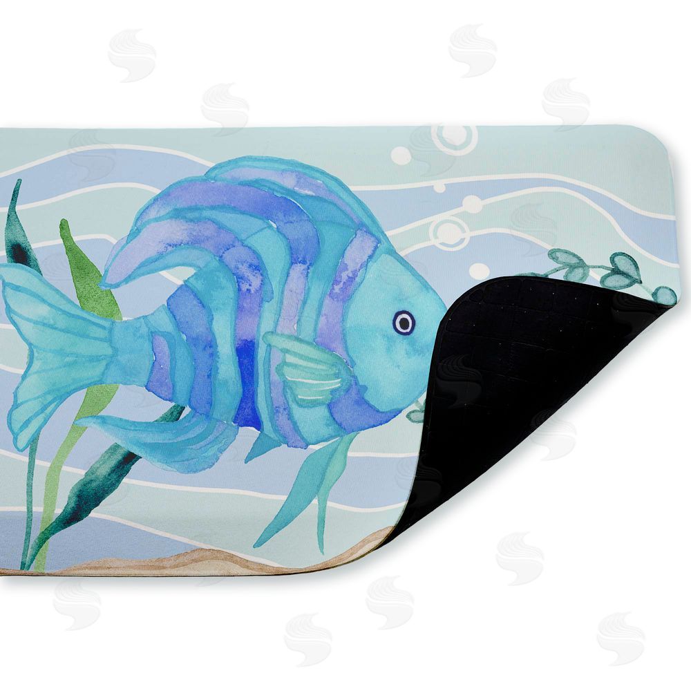 Audrey Jeanne Roberts Fun Blue Fish Underwater Kitchen Floor Mat