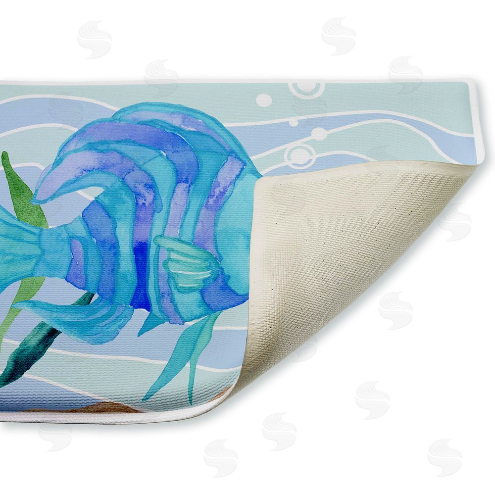 Audrey Jeanne Roberts Fun Blue Fish Underwater Plush Bathroom Floor Mat