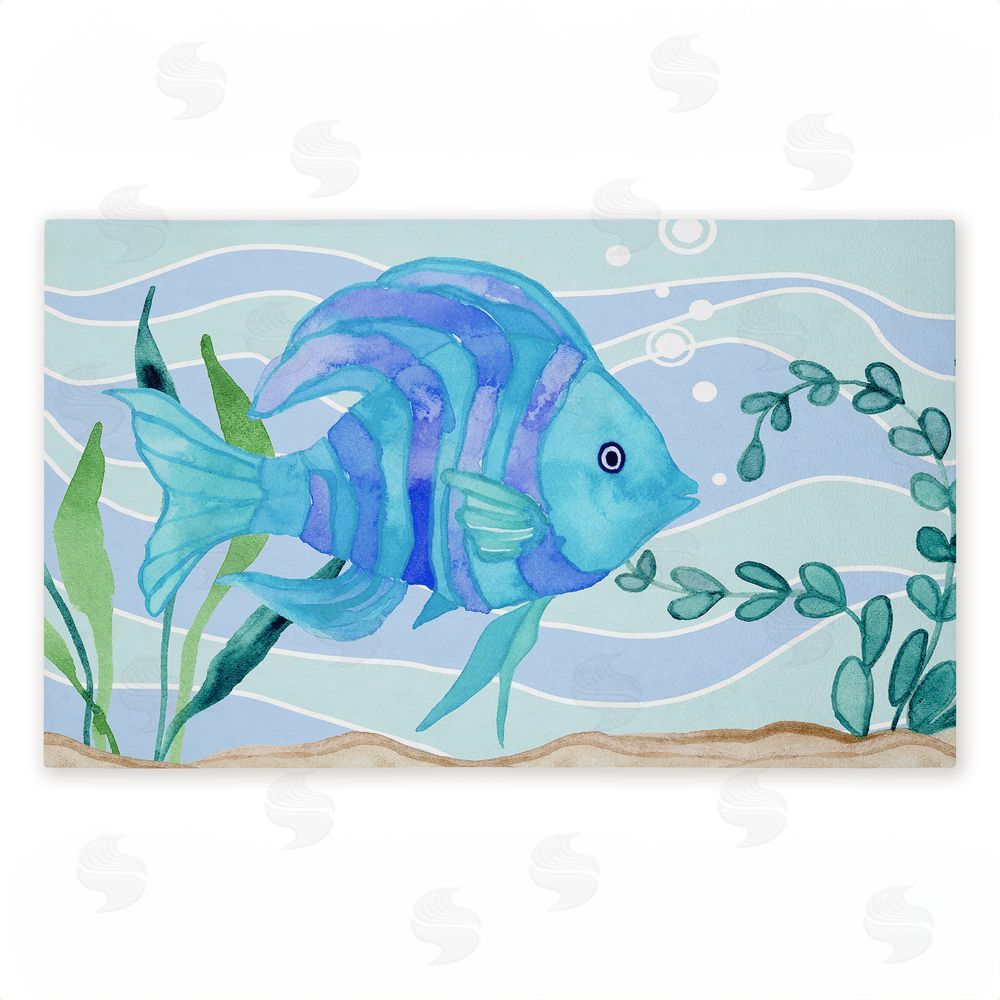 Audrey Jeanne Roberts Fun Blue Fish Underwater Unwoven Outdoor Door Mat