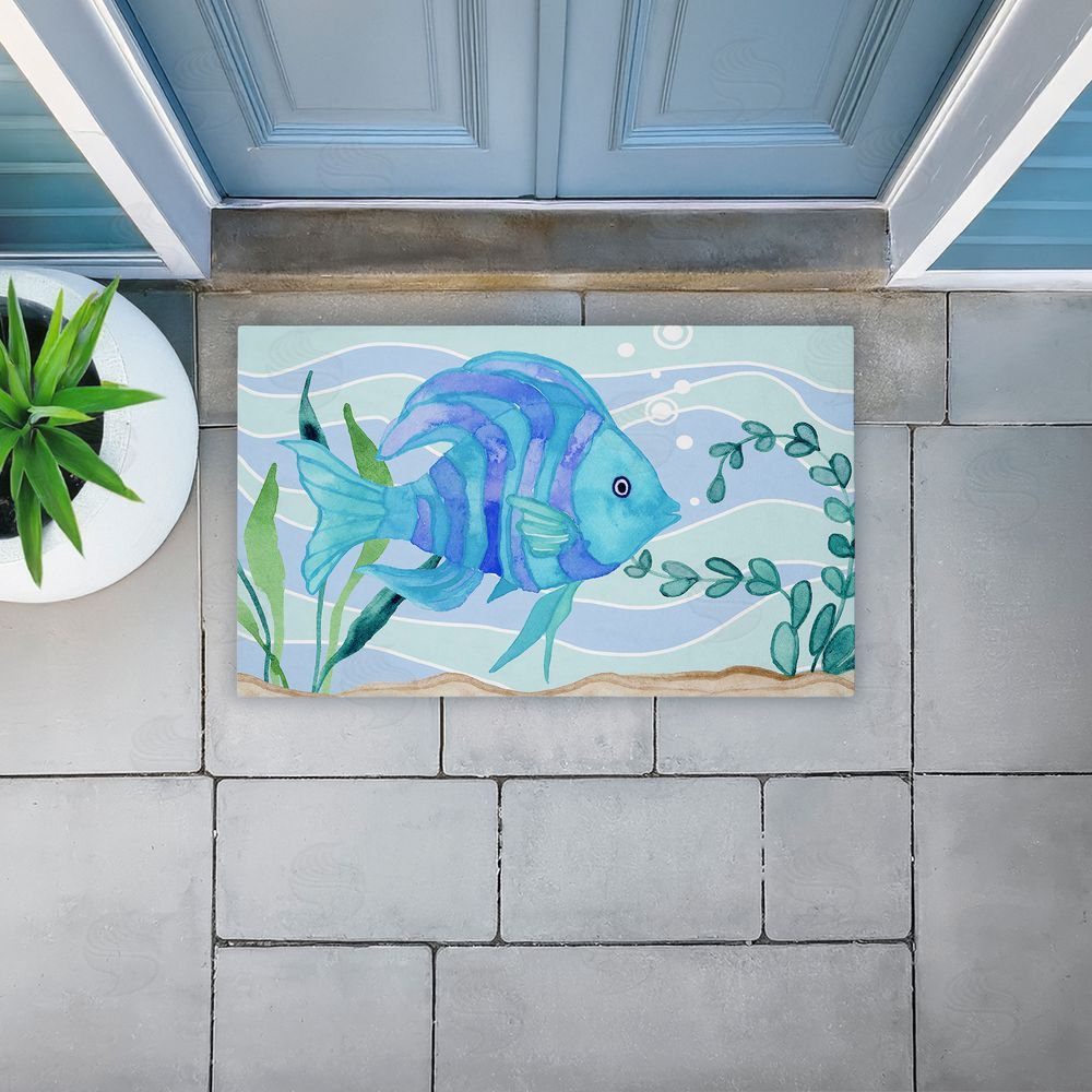 Audrey Jeanne Roberts Fun Blue Fish Underwater Unwoven Outdoor Door Mat