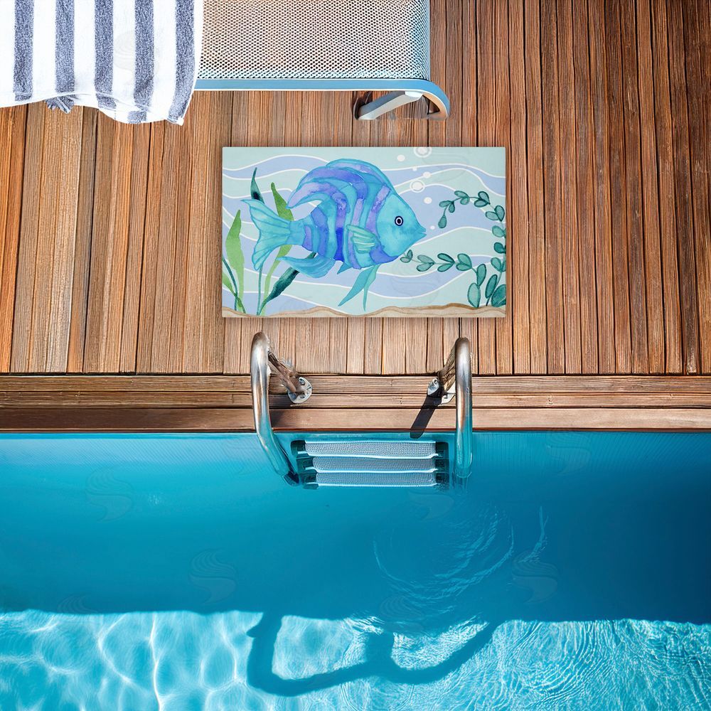 Audrey Jeanne Roberts Fun Blue Fish Underwater Unwoven Outdoor Door Mat
