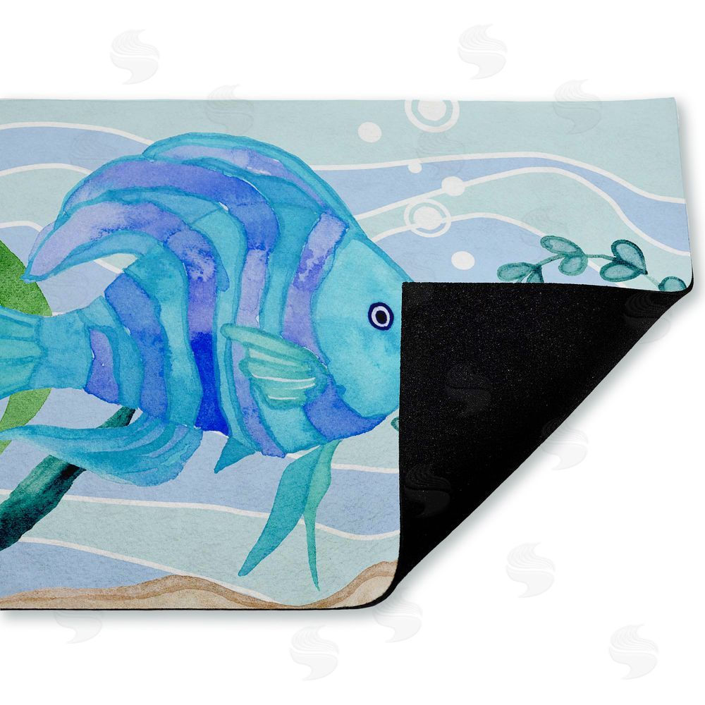 Audrey Jeanne Roberts Fun Blue Fish Underwater Unwoven Outdoor Door Mat