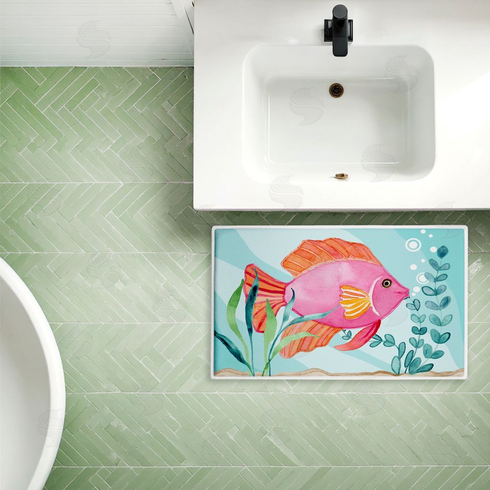 Audrey Jeanne Roberts Fun Bright Fish Underwater Plush Bathroom Floor Mat