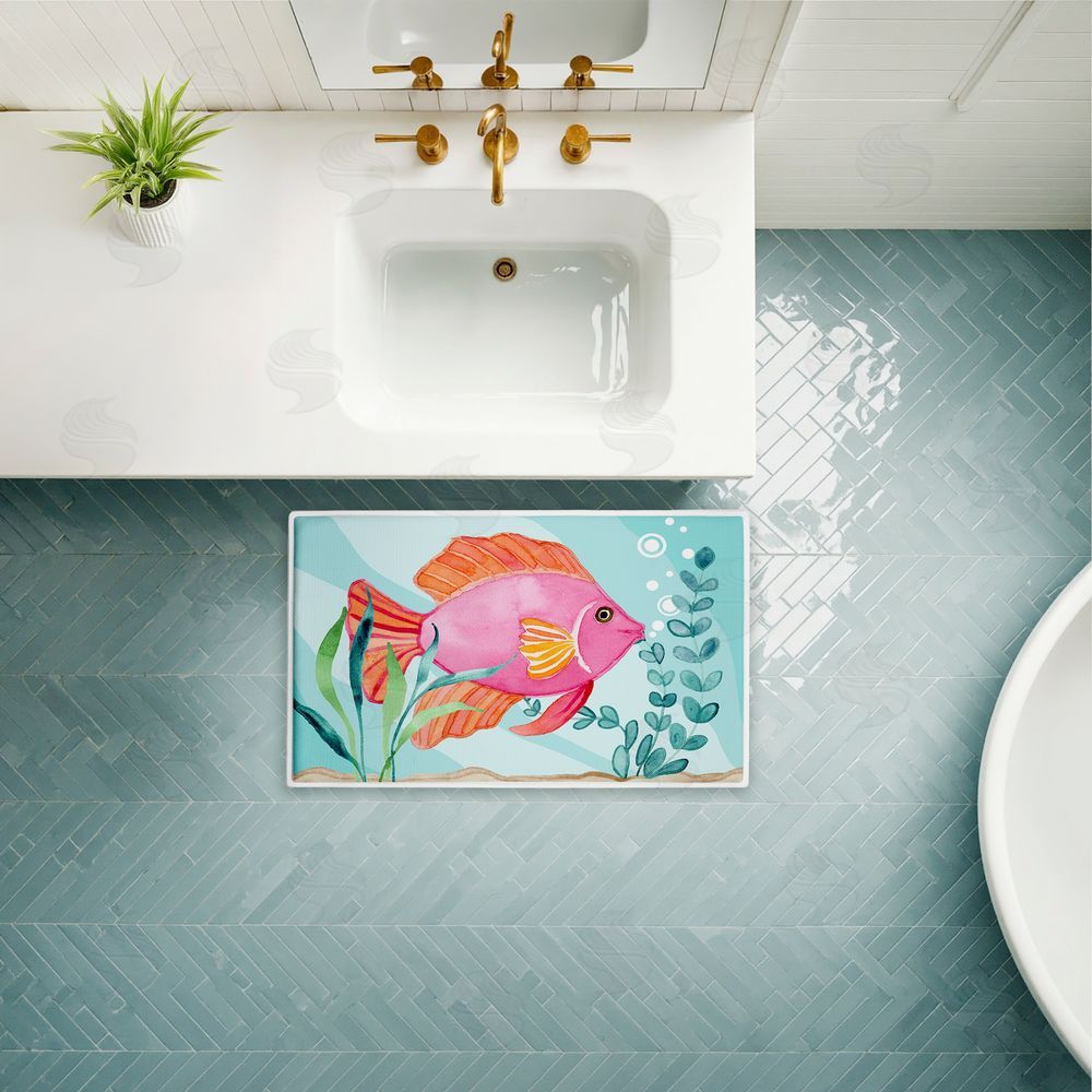 Audrey Jeanne Roberts Fun Bright Fish Underwater Plush Bathroom Floor Mat