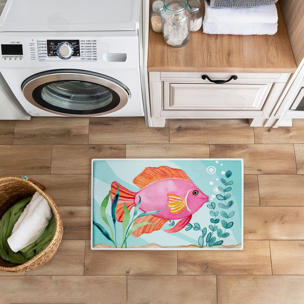 Audrey Jeanne Roberts Fun Bright Fish Underwater Plush Bathroom Floor Mat