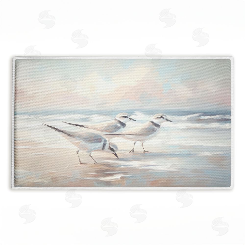 Ramona Murdock Blue Haven Bay Sandpipers Plush Bathroom Floor Mat