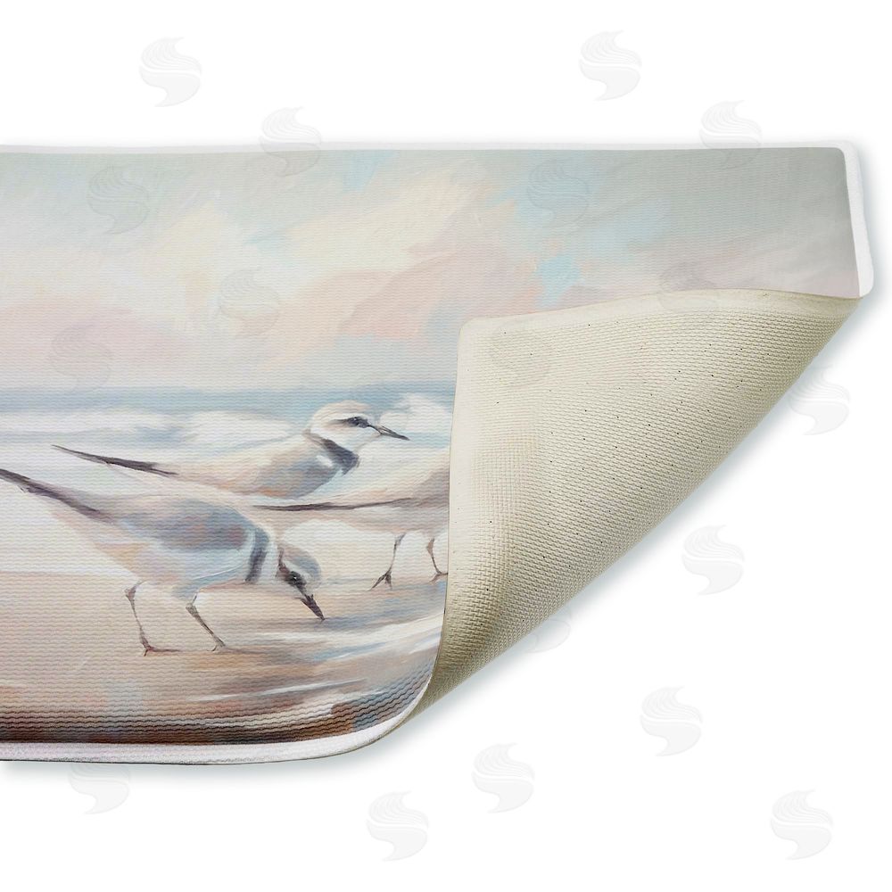 Ramona Murdock Blue Haven Bay Sandpipers Plush Bathroom Floor Mat