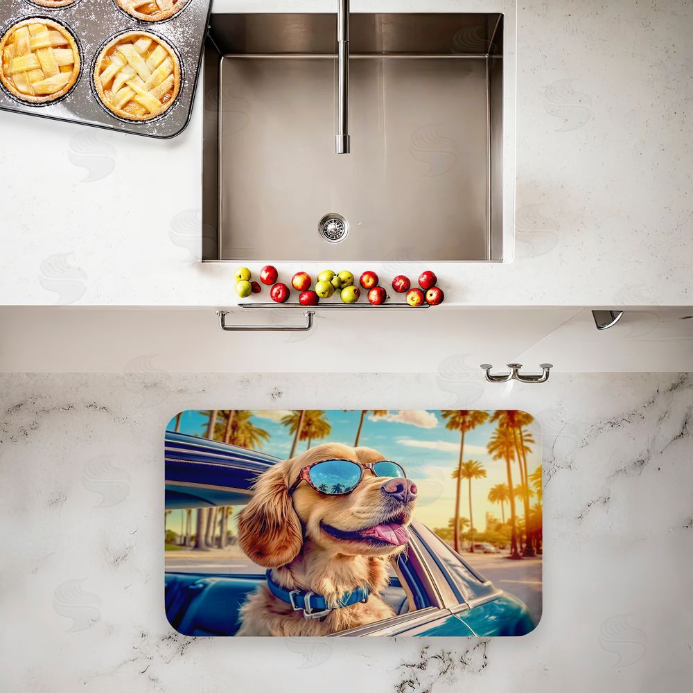 Image World Cool Puppy Tropical Sunset Kitchen Floor Mat