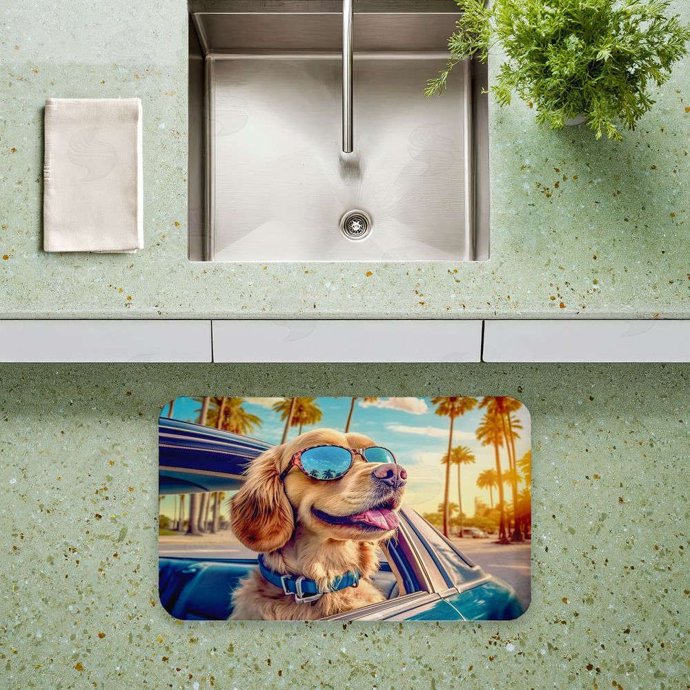 Image World Cool Puppy Tropical Sunset Kitchen Floor Mat