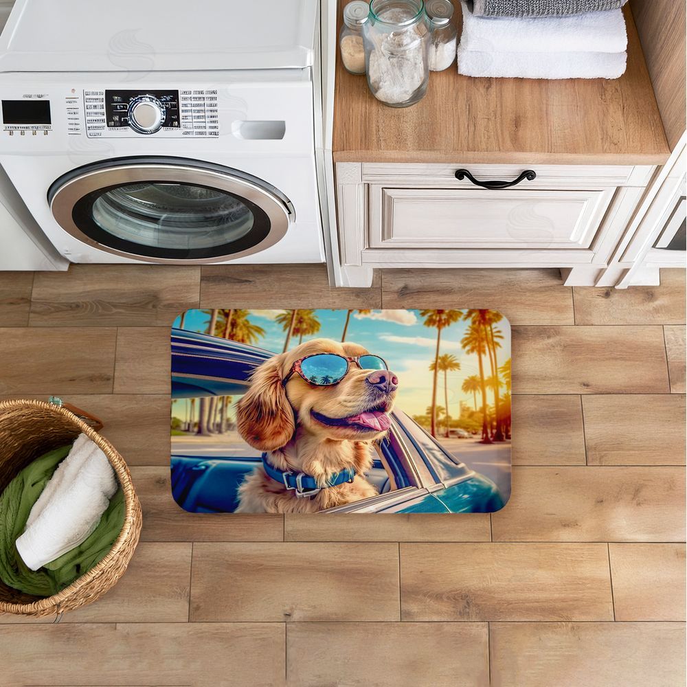 Image World Cool Puppy Tropical Sunset Kitchen Floor Mat