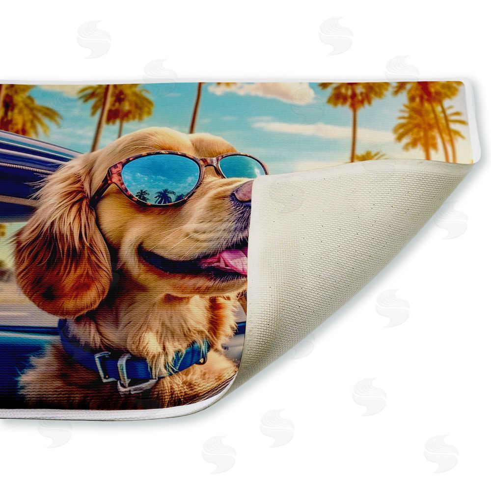 Image World Cool Puppy Tropical Sunset Plush Bathroom Floor Mat