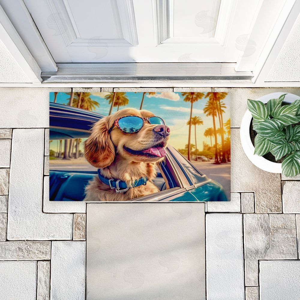Image World Cool Puppy Tropical Sunset Unwoven Outdoor Door Mat