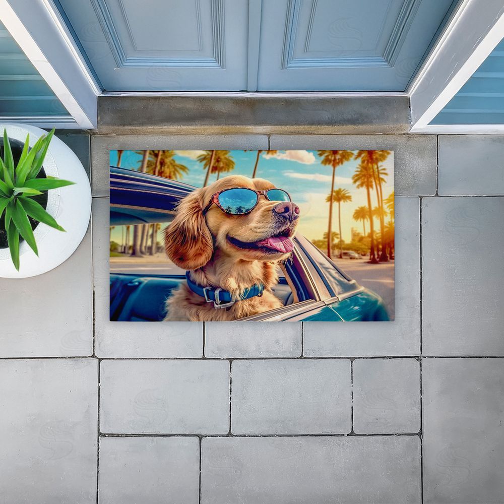 Image World Cool Puppy Tropical Sunset Unwoven Outdoor Door Mat