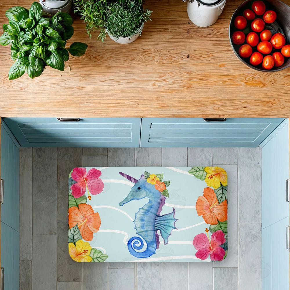 Audrey Jeanne Roberts Unicorn Seahorse & Hibiscus Kitchen Floor Mat