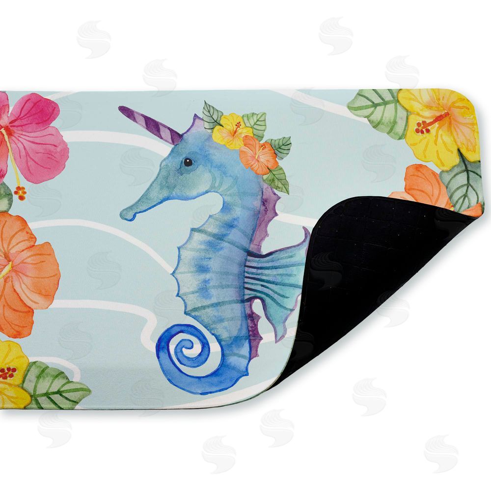 Audrey Jeanne Roberts Unicorn Seahorse & Hibiscus Kitchen Floor Mat