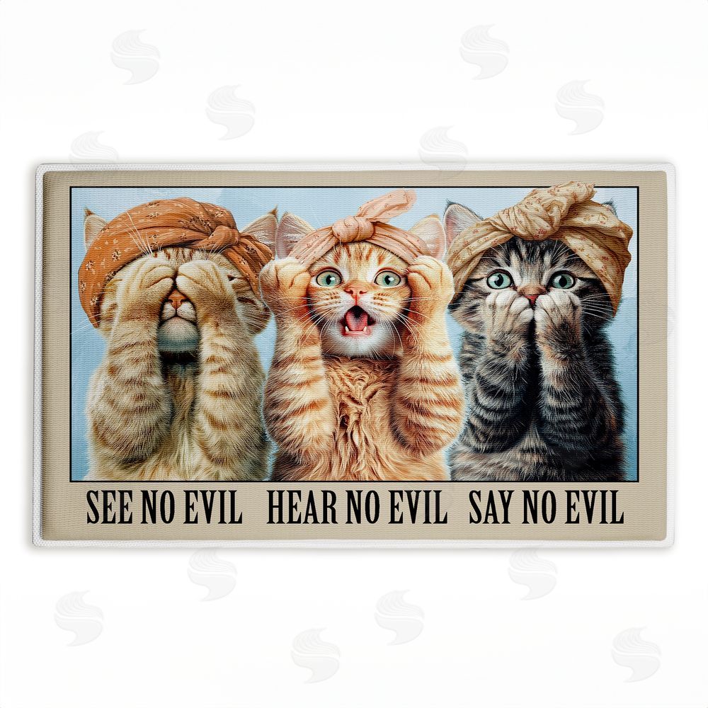 Jim Baldwin No Evil Cats Trio Plush Bathroom Floor Mat