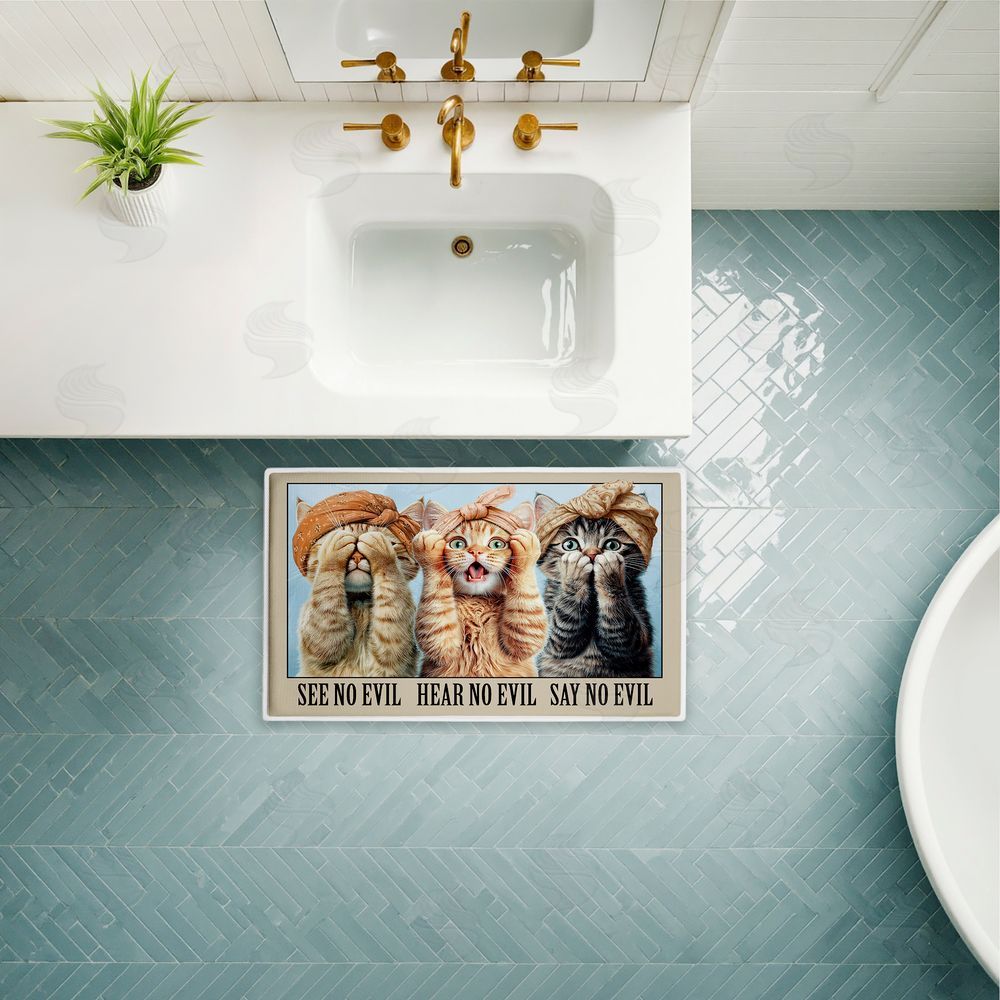 Jim Baldwin No Evil Cats Trio Plush Bathroom Floor Mat