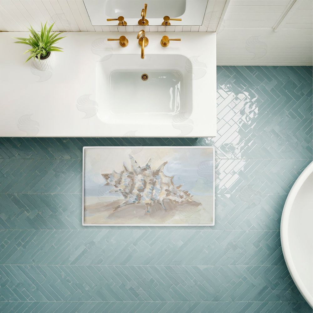 JJ Design House LLC Spiky Seashell on Shore Plush Bathroom Floor Mat