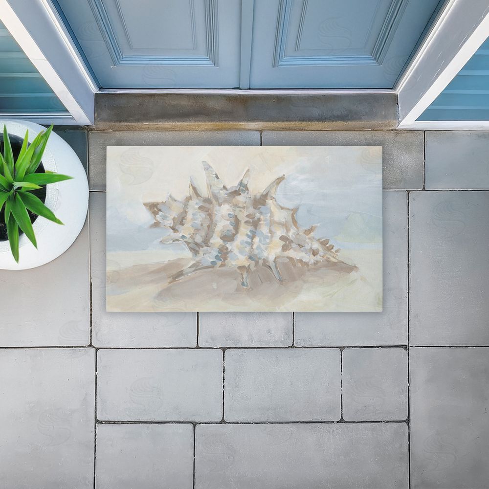 JJ Design House LLC Spiky Seashell on Shore Unwoven Outdoor Door Mat