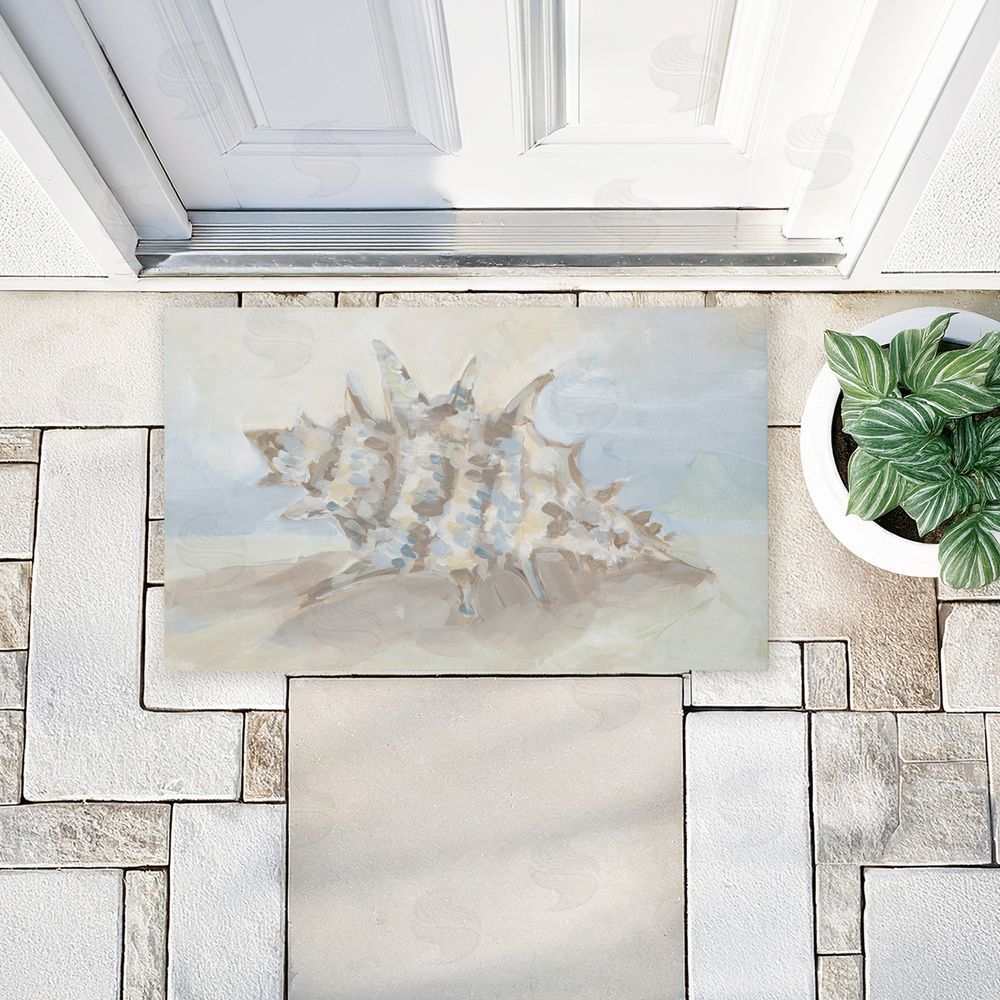 JJ Design House LLC Spiky Seashell on Shore Unwoven Outdoor Door Mat