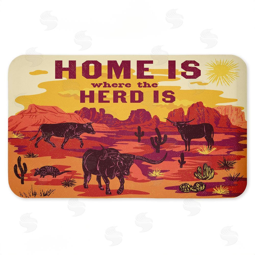 Diane Labombarbe Where The Herd Is Desert Scene Kitchen Floor Mat