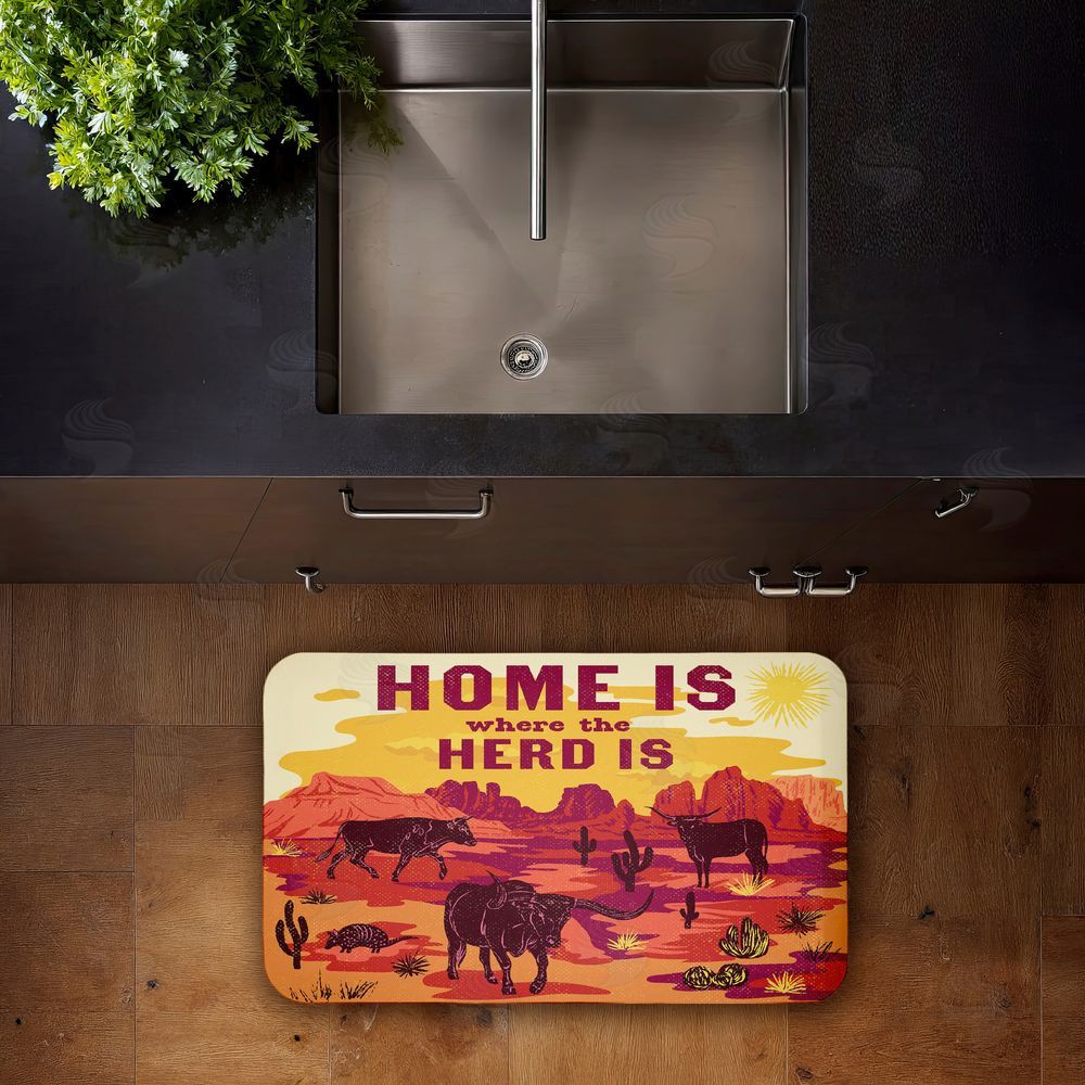 Diane Labombarbe Where The Herd Is Desert Scene Kitchen Floor Mat