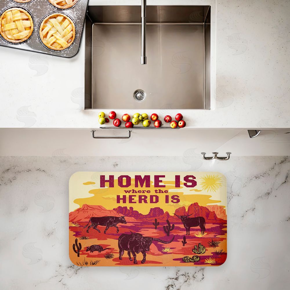 Diane Labombarbe Where The Herd Is Desert Scene Kitchen Floor Mat