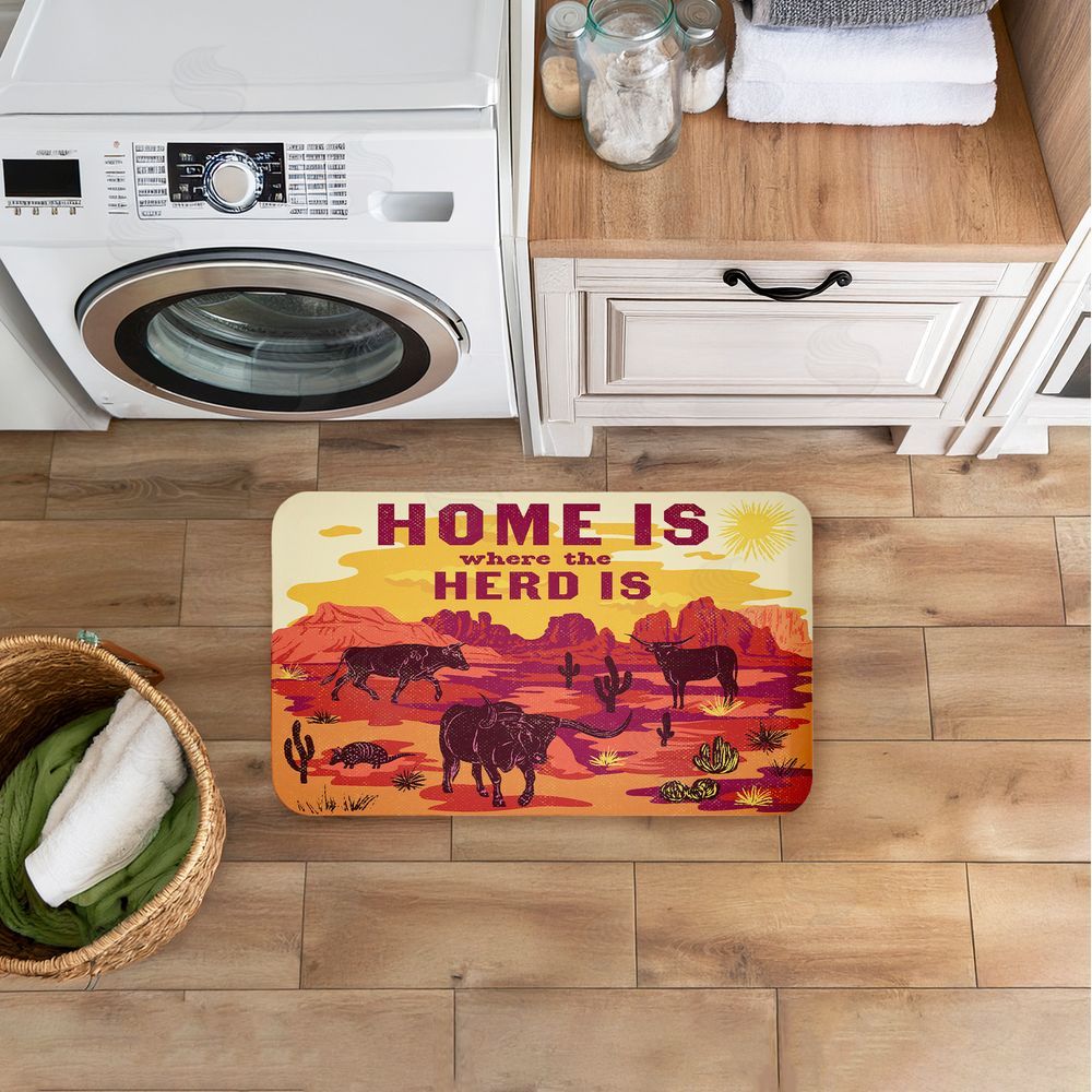 Diane Labombarbe Where The Herd Is Desert Scene Kitchen Floor Mat