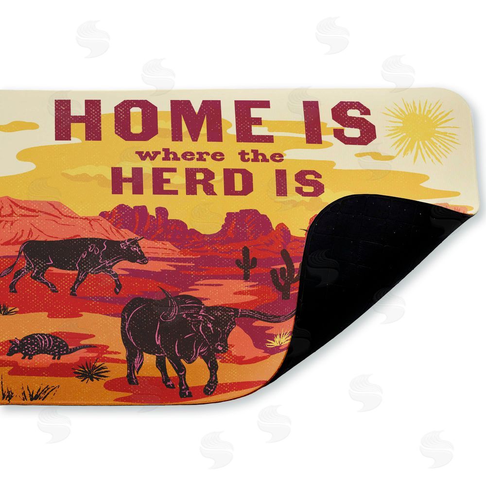 Diane Labombarbe Where The Herd Is Desert Scene Kitchen Floor Mat